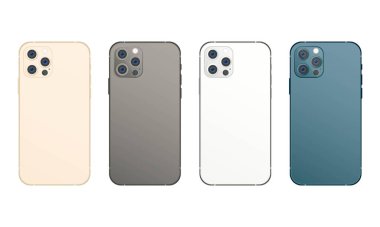 Gerçekçi telefon seti. Aygıt şablonu. Vektör EPS 10. Beyaz arkaplanda izole.