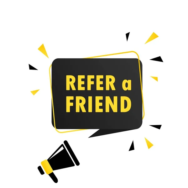 Megaphone Refer Friend Speech Bubble Banner Loudspeaker Can Used Business — Stock vektor