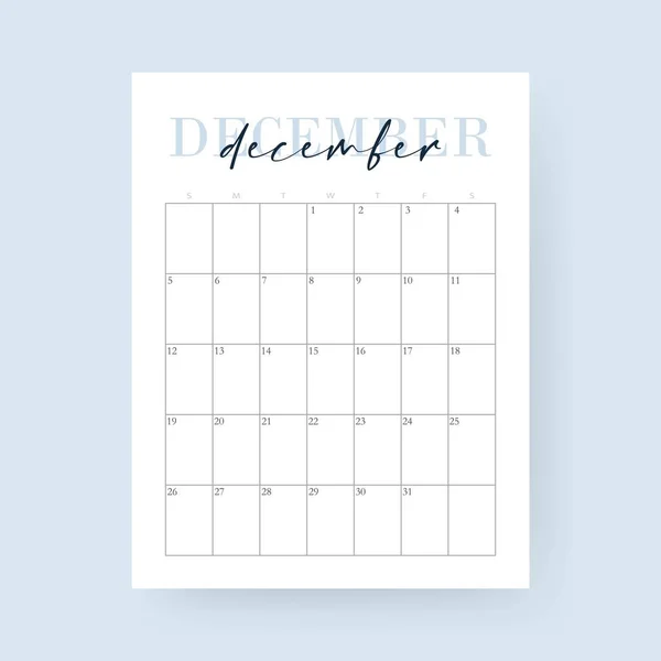 December Month 2021 Calendar Layout 2021 Years Week Starts Sunday — Wektor stockowy