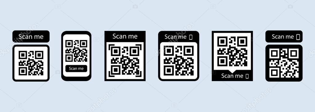 Scan me icon set. Qr code for payment. Vector EPS 10. Isolated on white background.