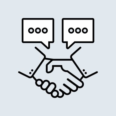 İş konuşması ikonu. Anlaşma konsepti. El sıkışalım. Vektör EPS 10. Beyaz arkaplanda izole.