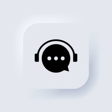 Çevrimiçi destek, 7 saat ikon. Kulaklık görüntülü çağrı merkezi destek sembolü. E-ticaret ya da elkazanımların danışman konsepti. Neumorfik UI UX beyaz kullanıcı arayüzü web düğmesi. Vektör EPS 10.