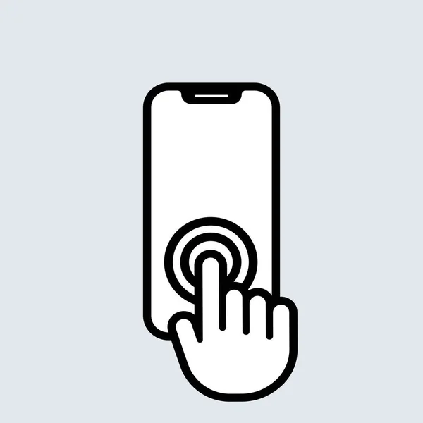 Щелчок Рукой Иконке Экрана Телефона Курсор Векторная Eps Изолированный Заднем — стоковый вектор