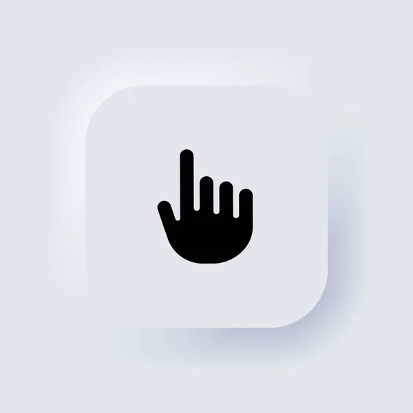 Hand Mouse Cursor Icon Set Computer Pointer Sign Neumorphic White — Stock Vector
