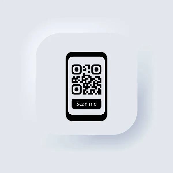 Code Scan Icon Código Para Aplicativo Móvel Pagamento Telefone Neumórfica — Vetor de Stock