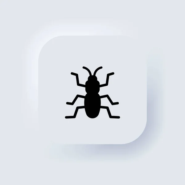 Bug Symbol Schwarz Insekt Parasit Ameise Kakerlake Neumorphic White User — Stockvektor