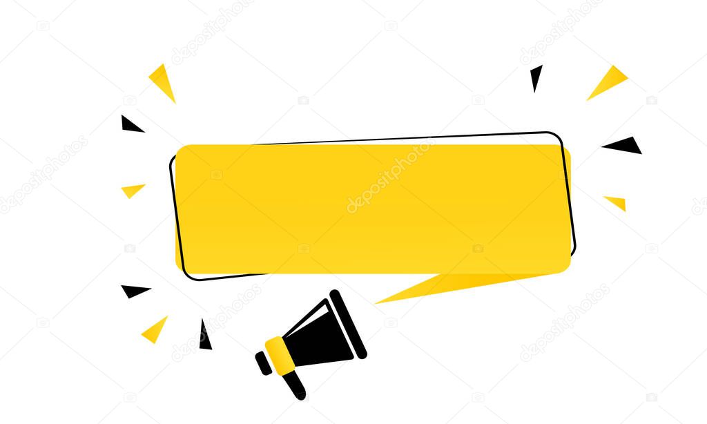 Megaphone with blank speech bubble banner. Loudspeaker. Can be used for business, marketing and advertising. Vector EPS 10. Isolated on white background.