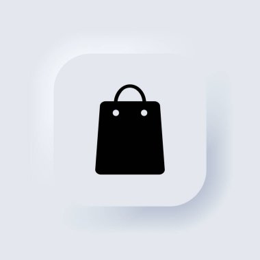 Alışveriş poşeti ikonu. Alışveriş ikonu. Neumorfik UI UX beyaz kullanıcı arayüzü web düğmesi. Neumorfizm. Vektör EPS 10.