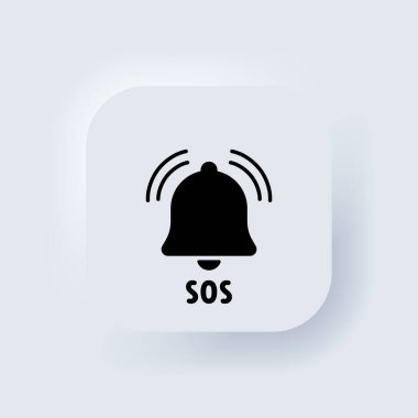 SOS simgesi. Acil durum zili. Neumorfik UI UX beyaz kullanıcı arayüzü web düğmesi. Neumorfizm. Vektör EPS 10.