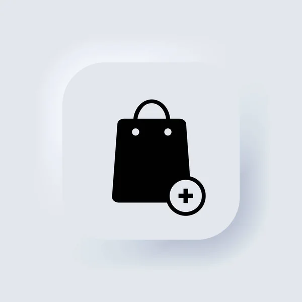 Shopping Bag Icon Shopping Online Add Card Symbol Neumorphic White — Stock Vector