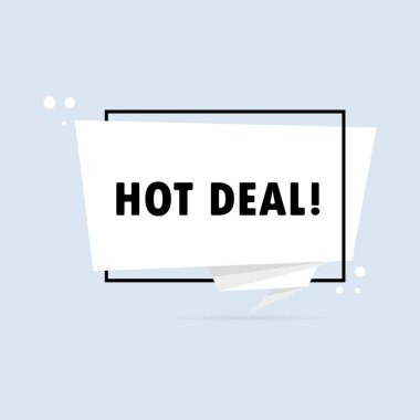 Harika bir anlaşma. Origami tarzı konuşma balonu pankartı. Hot Deal metniyle çıkartma tasarım şablonu. Vektör EPS 10. Beyaz arkaplanda izole.