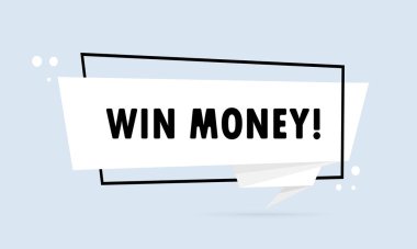 Para kazan. Origami tarzı konuşma balonu pankartı. Çıkartma tasarım şablonu ve para kazanma metni. Vektör EPS 10. Beyaz arkaplanda izole.