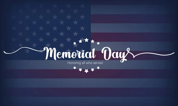 Happy Memorial Day Card Lettering Poster Text Honor Our Heroes — Stock Vector