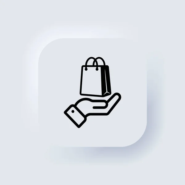 Main Tenant Sac Papier Icône Sac Provisions Cliquez Collectez Commande — Image vectorielle
