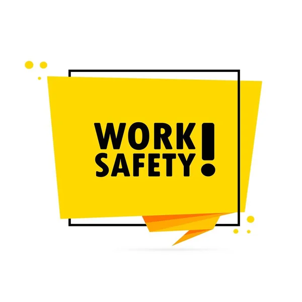 Sicurezza Sul Lavoro Origami Stile Banner Bolla Discorso Modello Design — Vettoriale Stock