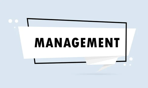 Management Origami Stil Sprechblase Banner Sticker Design Vorlage Mit Management — Stockvektor