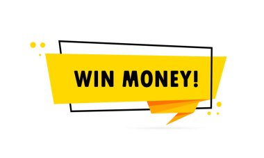 Para kazan. Origami tarzı konuşma balonu pankartı. Yazılı poster. Para kazan. Çıkartma tasarım şablonu. Vektör EPS 10. Arkaplanda izole