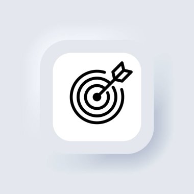 İş hedefi. Vektör. Hedef simgesi siyah. Görev ikonu. Neumorfik UI UX beyaz kullanıcı arayüzü web düğmesi. Neumorfizm. Vektör illüstrasyonu