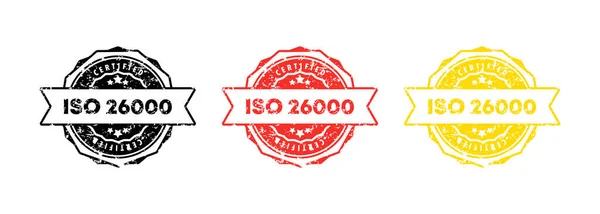 Iso 26000 Stempel Vektor Iso 26000 Abzeichen Symbol Zertifiziertes Abzeichen — Stockvektor