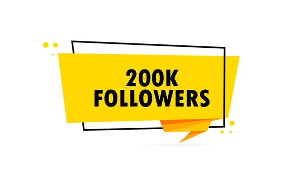 200 000 Follower Origami Stil Sprechblase Banner Sticker Design Vorlage — Stockvektor