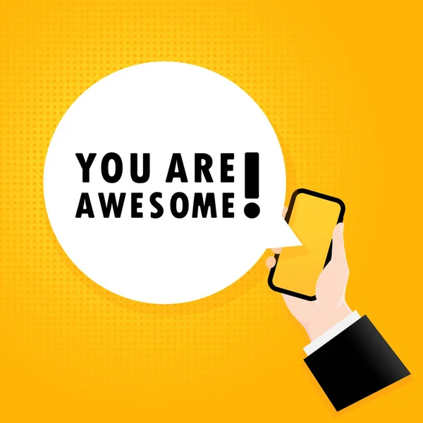 Jsi Úžasná Smartphone Bublinovým Textem Plakát Textem Jsi Úžasná Komický — Stockový vektor