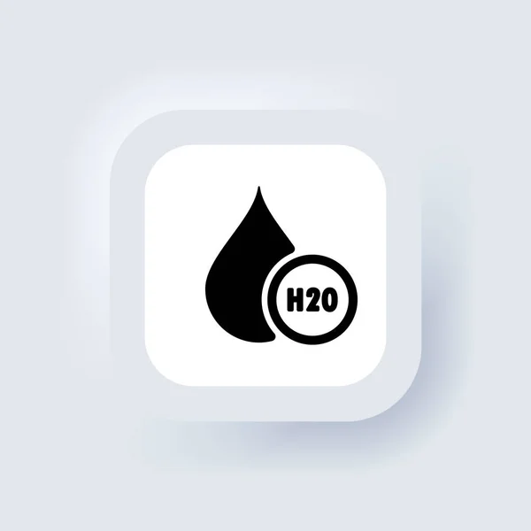 H2O Pictogram Chemische Formule H2O Waterdruppel Pictogrammen Logo Neumorfische Witte — Stockvector