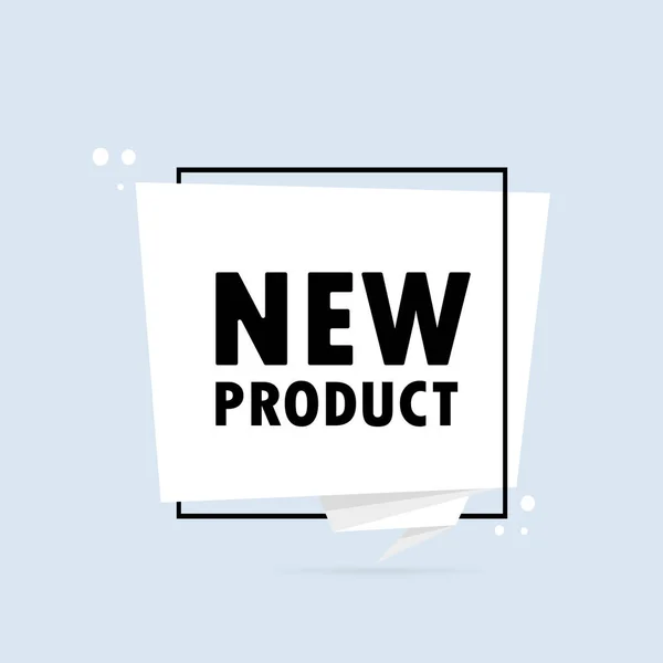 Nowy Produkt Baner Origami Stylu Mowy Bańki Plakat Tekstem Nowego — Wektor stockowy