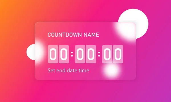 Estilo Glassmorfismo Contador Contagem Regressiva Ícone Contador Restante Conceito Contagem — Vetor de Stock