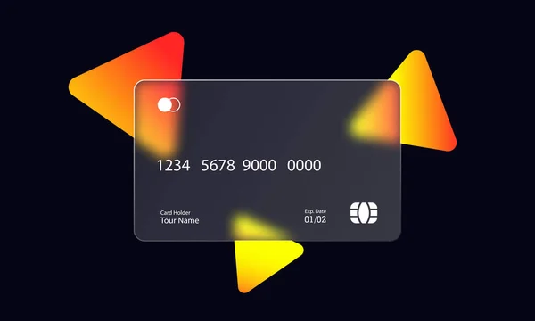 Glassmorphismus Kreditkartensymbol Konzept Des Bargeldlosen Zahlungsverkehrs Realistischer Glasmorphismus Effekt Mit — Stockvektor