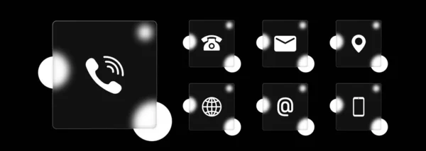 Contáctenos Conjunto Iconos Estilo Vidrimorfismo Símbolo Comunicación Para Diseño Sitio — Vector de stock
