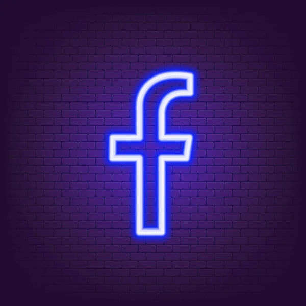 Facebook Neon Logo Facebook Icon Social Media Icons Realistic Facebook — Vetor de Stock