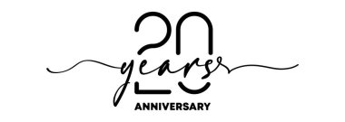 20. yıl dönümü amblemi. Yıldönümü rozeti ya da etiketi. 20. kutlama ve kutlama tasarım unsuru. Tek sıra halinde. Vektör EPS 10. Arkaplanda izole.