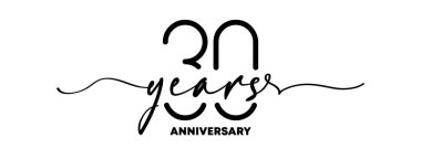 30. yıl dönümü amblemi. Yıldönümü rozeti ya da etiketi. 30. kutlama ve kutlama tasarım unsuru. Tek sıra halinde. Vektör EPS 10. Arkaplanda izole.