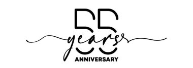 55. yıl dönümü amblemi. Yıldönümü rozeti ya da etiketi. 55. kutlama ve kutlama tasarım unsuru. Tek sıra halinde. Vektör EPS 10. Arkaplanda izole.