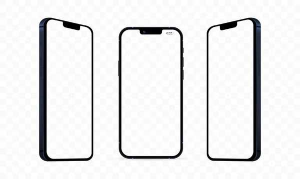 Yeni iPhone 13, Pro Max, Pro, Mini. Model ekran iPhone ve arka taraf iPhone. Vektör çizimi. Zaporizhzhia, Ukrayna - 15 Eylül 2021