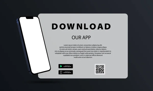 Downloadseite Der Mobilen App Seitenbanner Werbung Zum Herunterladen Einer App — Stockvektor