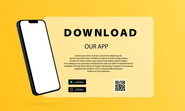 Downloadseite Der Mobilen App Download Schaltflächen Mit Scan Code Vorlage — Stockvektor