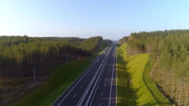 Summer Aerial Video Quadcopter Beautiful Panorama New Section Road Green — Stock Video