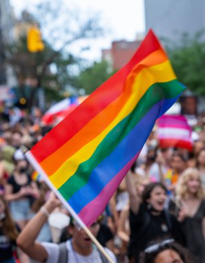 Stonewall Onur Yürüyüşü 27 Haziran 2021 'de Aşağı Manhattan, New York' ta çekildi.
