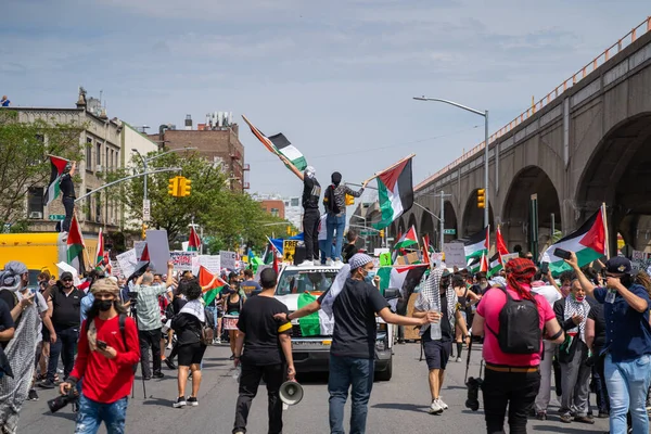 Marcha Palestina Queens Sunnyside Luz Dos Eventos Curso Cessar Fogo — Fotografia de Stock
