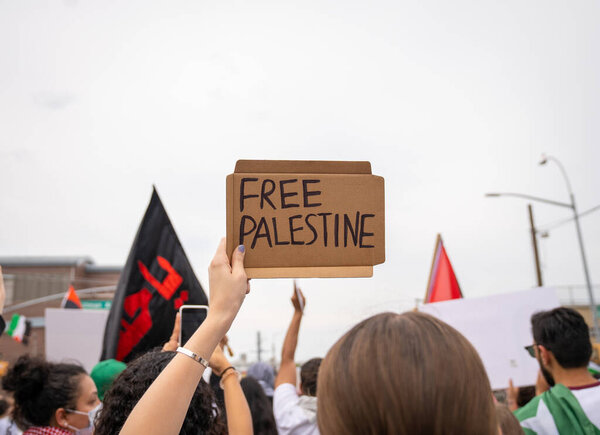 Palestinian march in Queens (Sunnyside) in light of the ongoing escalating events and ceasefire taking place in Gaza between Palestinians and Israelis. Photographed 05/22/2021