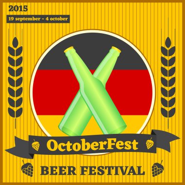 Oktoberfest düz etiket tasarımı. Vektör çizim