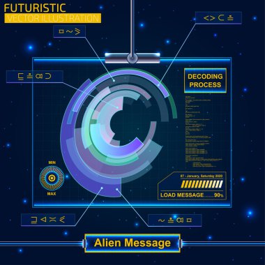 Soyut kavram vektör fütüristik sanal grafik kullanıcı arayüzü Hud. Arka plan, illüstrasyon, tasarım.