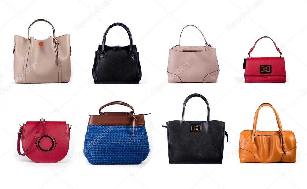 isolated women handbags