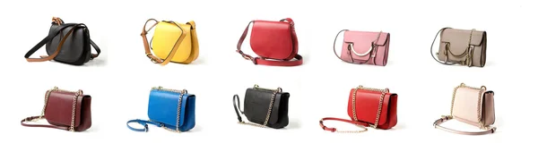 Group of color leather purses — Stock Photo, Image