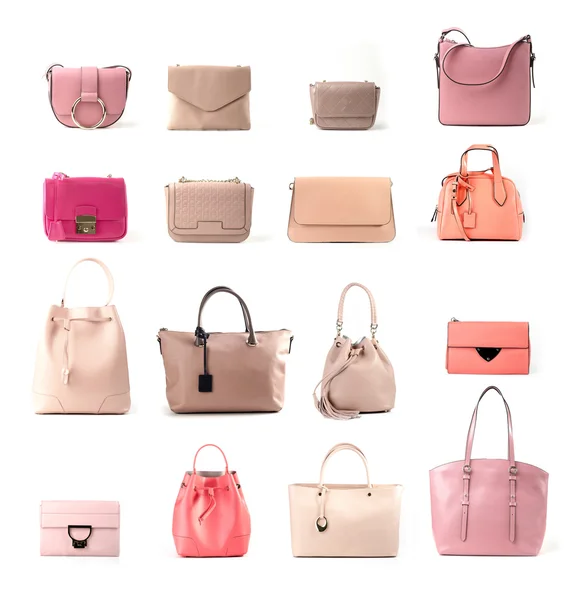 Ženy kožené kabelky izolovaných na bílém pozadí — Stock fotografie