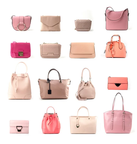 Bolsos de cuero de las mujeres aislados sobre fondo blanco — Foto de Stock