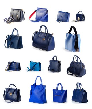 Kadınlar beyaz arka plan üzerinde izole çanta deri