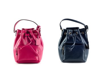 renk deri kadın çanta izole beyaz arka plan üzerinde