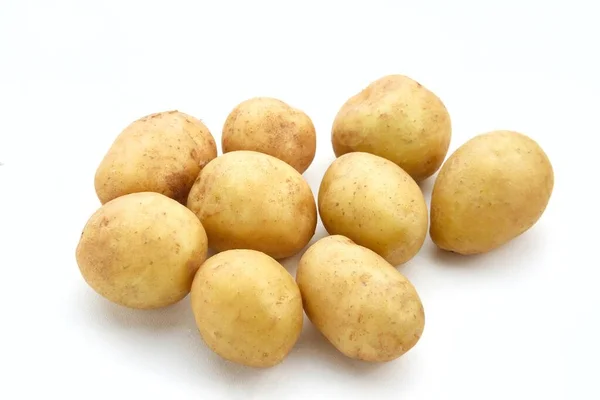 Pile Fresh Organic Baby Potatoes Isolated White Background Close Copy — Stock Photo, Image